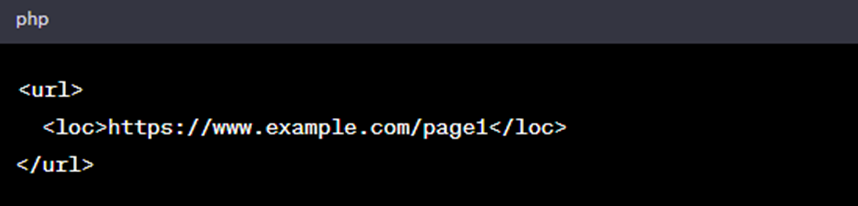 This image shows an example of php Sitemap