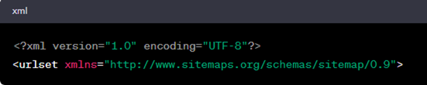 This image shows an example of XML Sitemap